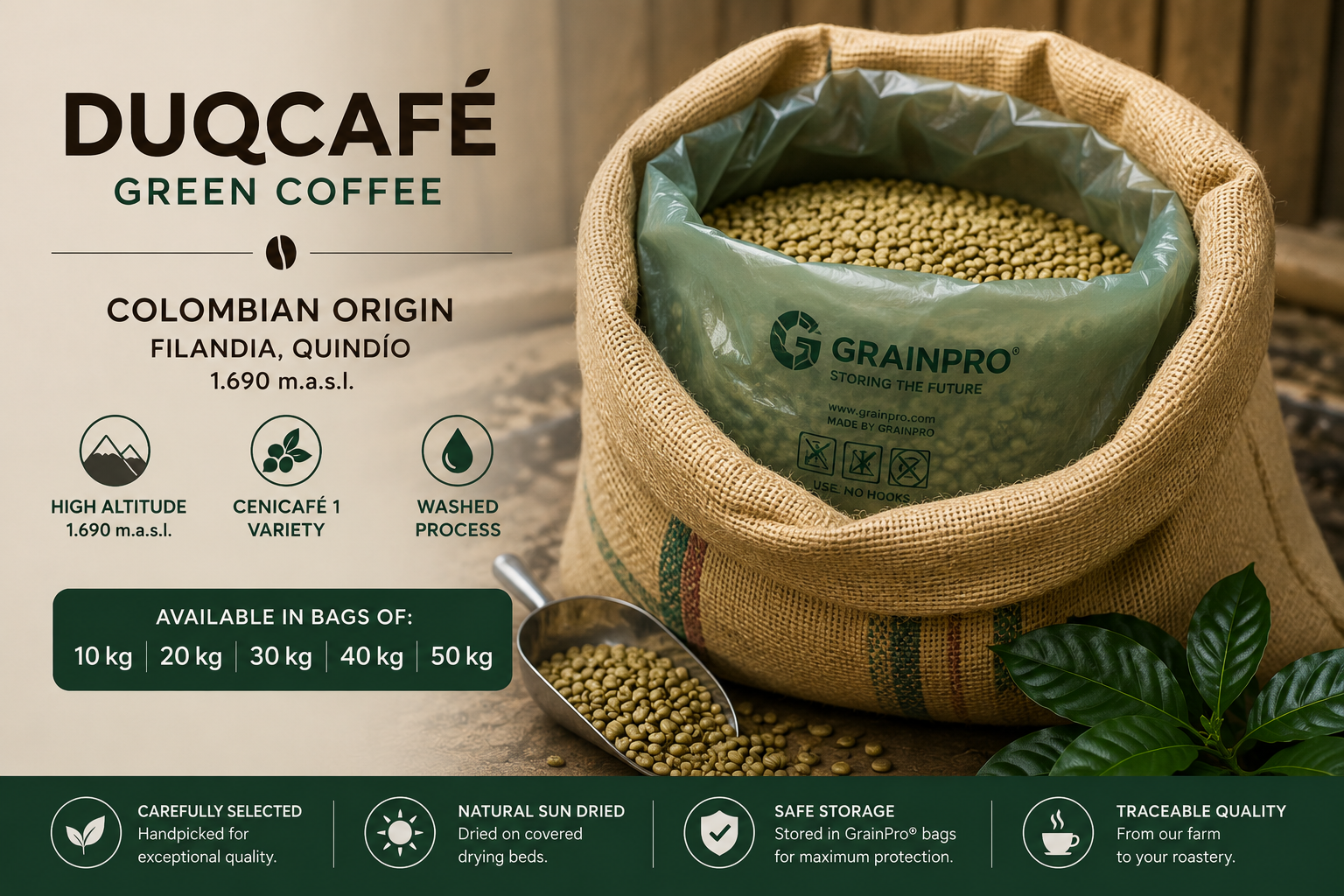 DUQCAFE - GREEN COFFEE BAG - Imagen 2